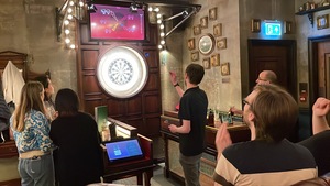 photo of us playing darts